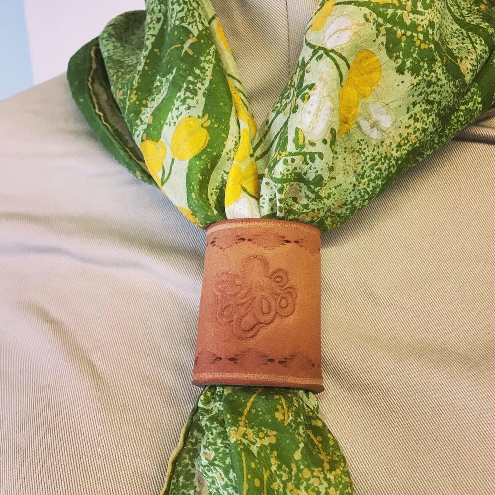 Leather octopus bandanna scarf slide snap back